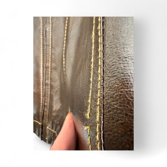 Wilsons VTG Maxima Leather Cognac Brown Moto Jacket W/ Contrast Stitching XL 90s - Picture 9 of 15